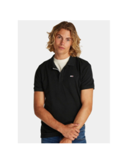 Polo slim placket noir homme - Tommy Jeans