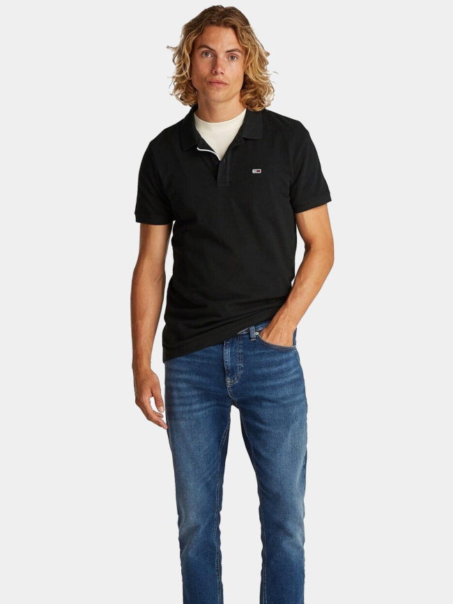 Polo slim placket noir homme - Tommy Jeans