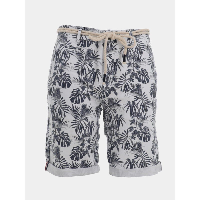 Bermuda à motif feuillage varedo blanc homme - La Maison Blaggio