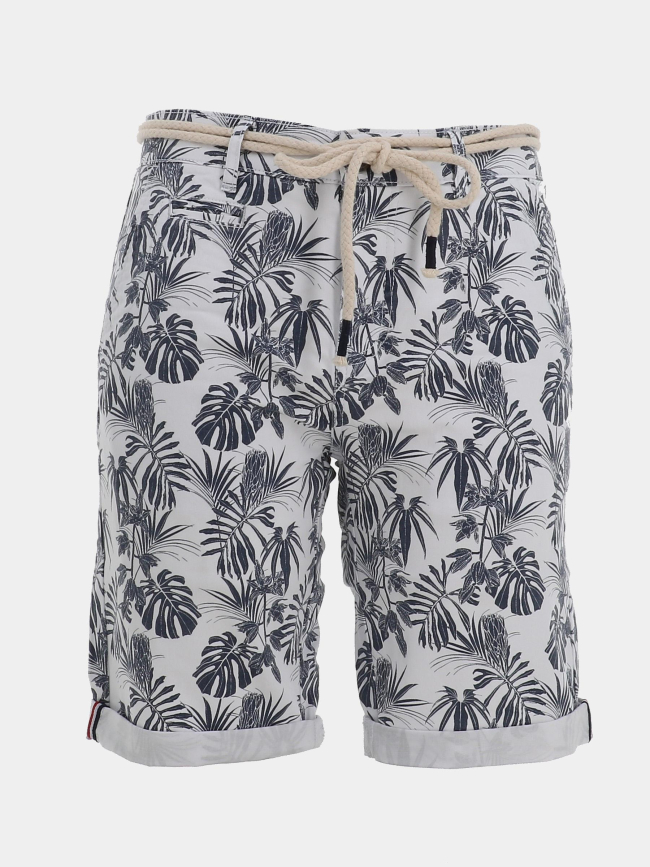 Bermuda à motif feuillage varedo blanc homme - La Maison Blaggio