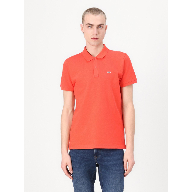 Polo slim placket orange homme - Tommy Jeans