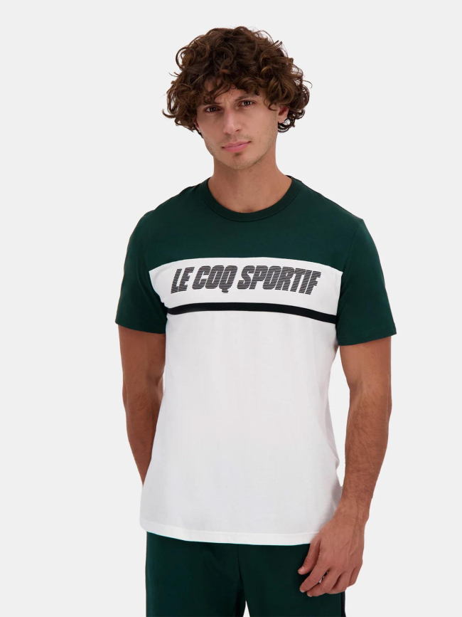 T-shirt contemporain blanc vert homme - Le Coq Sportif
