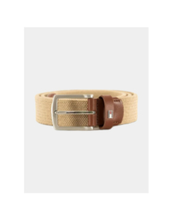 Ceinture texturée à boucle carrée beige homme - Tommy Hilfiger
