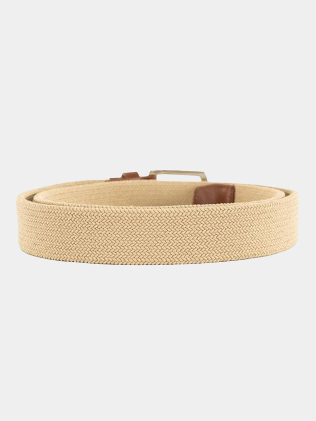 Ceinture texturée à boucle carrée beige homme - Tommy Hilfiger
