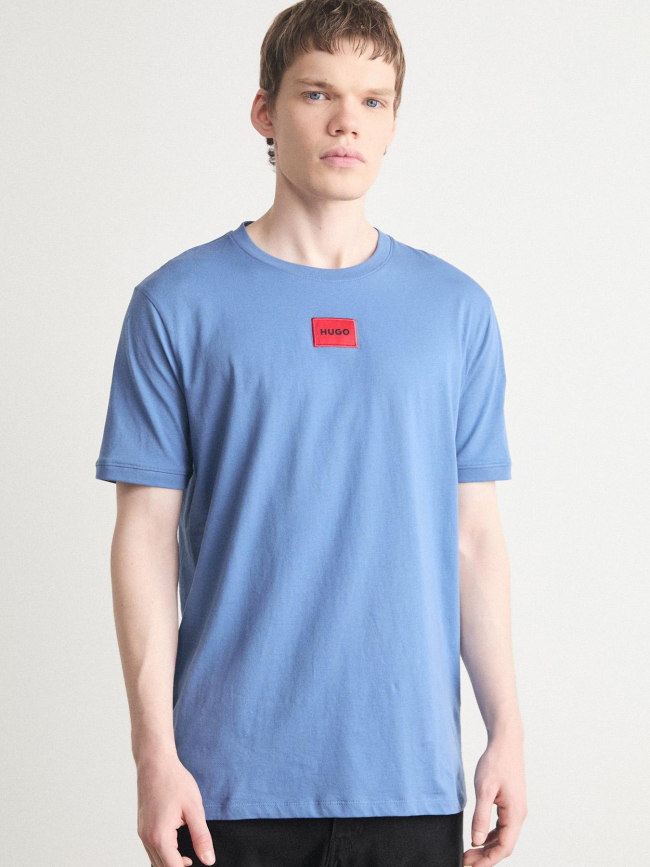 T-shirt manches courtes à étiquette logotée bleu homme - Hugo