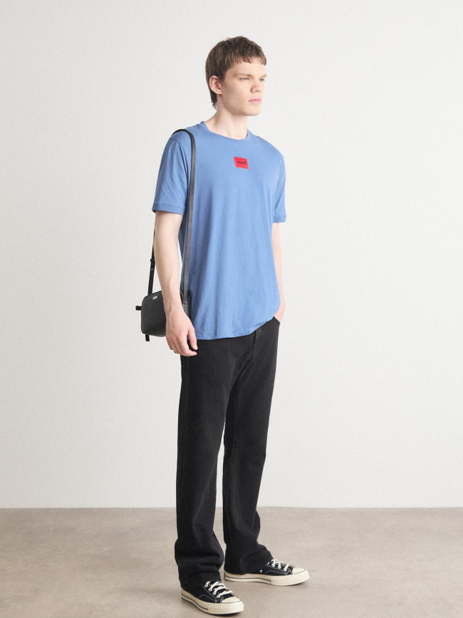 T-shirt manches courtes à étiquette logotée bleu homme - Hugo