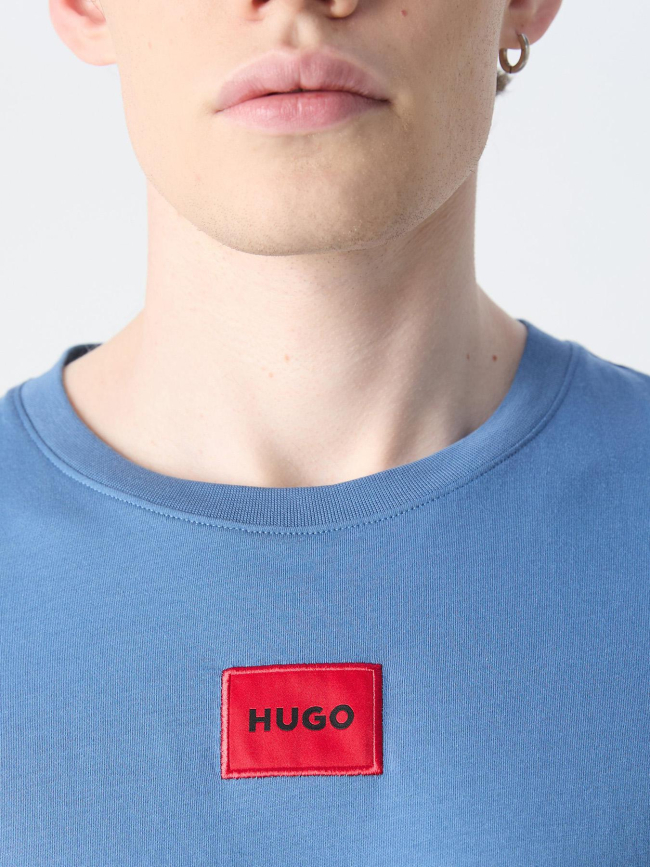 T-shirt manches courtes à étiquette logotée bleu homme - Hugo