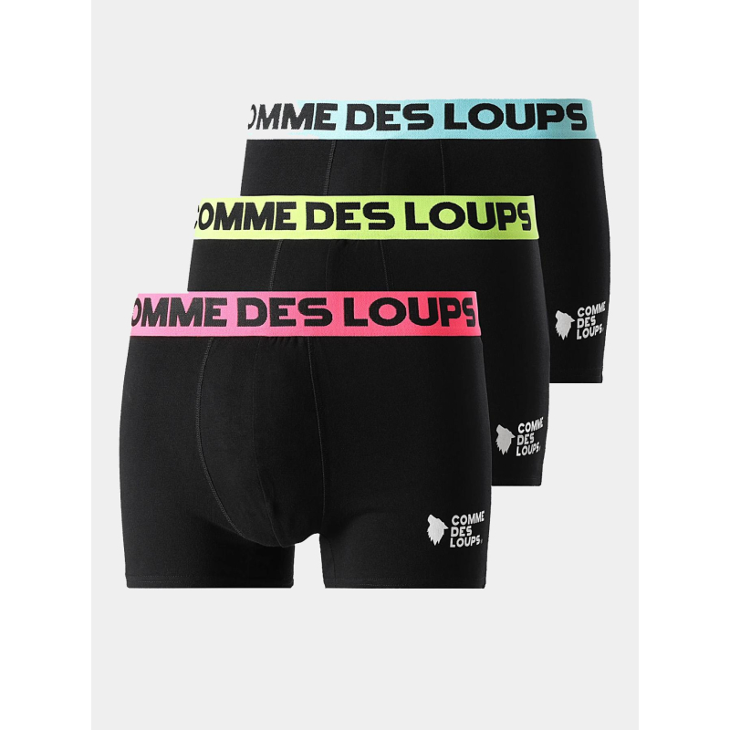3 boxers en coton élastique coloré noir homme - Comme Des Loups
