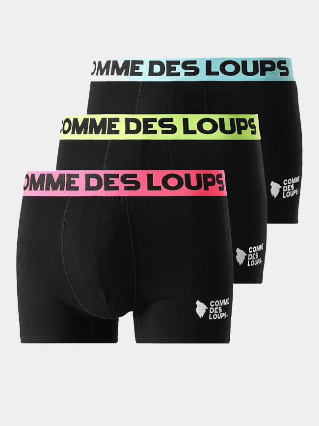 3 boxers en coton élastique coloré noir homme - Comme Des Loups