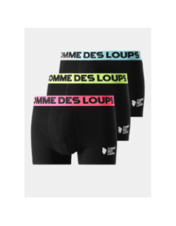 3 boxers en coton élastique coloré noir homme - Comme Des Loups