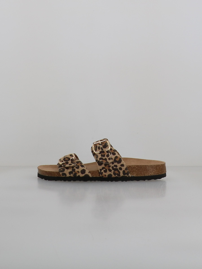 Sandales double bride maxi léopard beige femme - Only