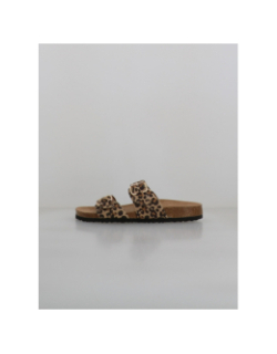 Sandales double bride maxi léopard beige femme - Only