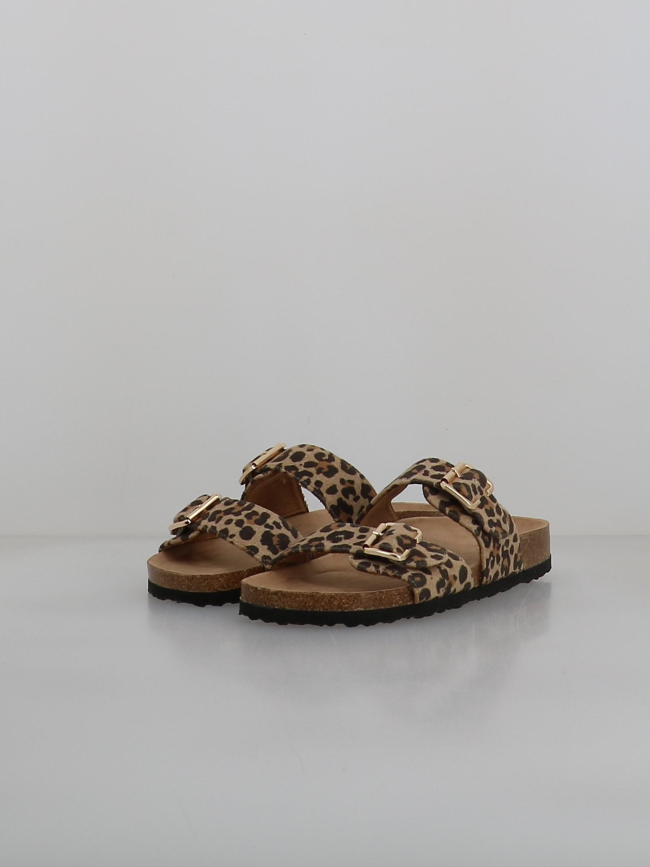 Sandales double bride maxi léopard beige femme - Only