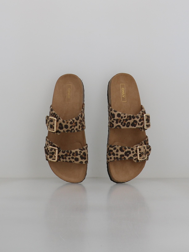 Sandales double bride maxi léopard beige femme - Only