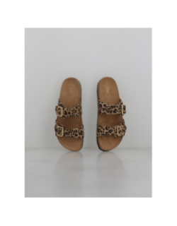 Sandales double bride maxi léopard beige femme - Only