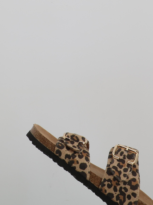 Sandales double bride maxi léopard beige femme - Only