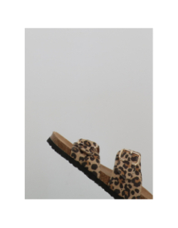 Sandales double bride maxi léopard beige femme - Only
