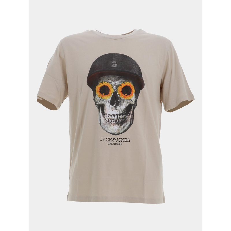 T-shirt summer skull beige homme - Jack & Jones