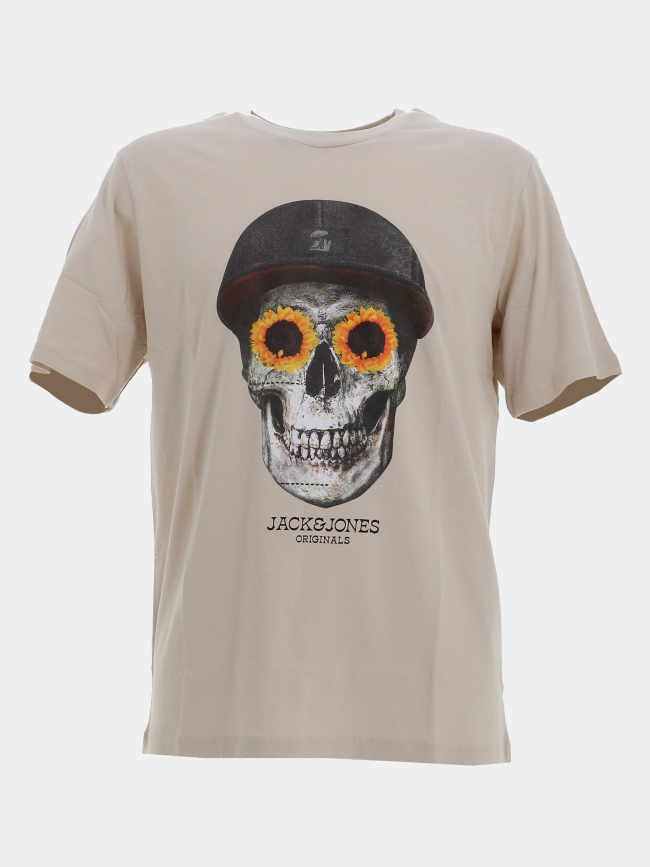 T-shirt summer skull beige homme - Jack & Jones