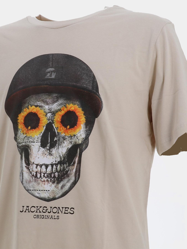T-shirt summer skull beige homme - Jack & Jones
