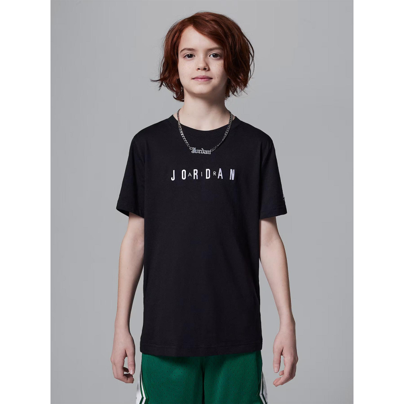 T-shirt manches courtes à logo brodé noir enfant - Jordan