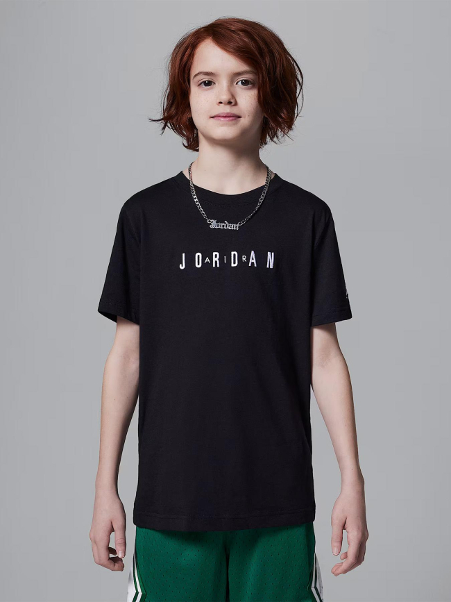 T-shirt manches courtes à logo brodé noir enfant - Jordan