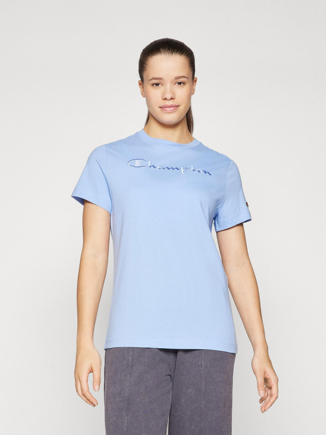 T-shirt logo brodé uni bleu femme - Champion