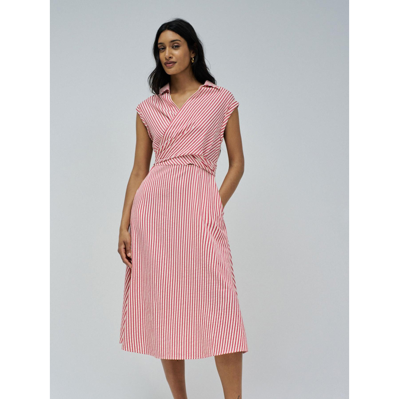 Robe rayé col croisé rouge femme - Salsa