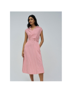 Robe rayé col croisé rouge femme - Salsa