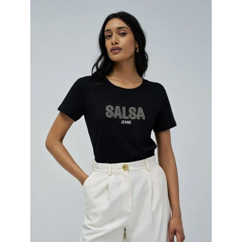 T-shirt logo perlé noir femme - Salsa