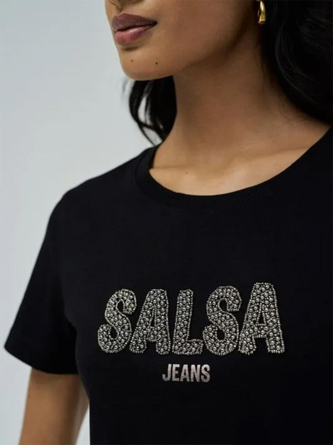 T-shirt logo perlé noir femme - Salsa