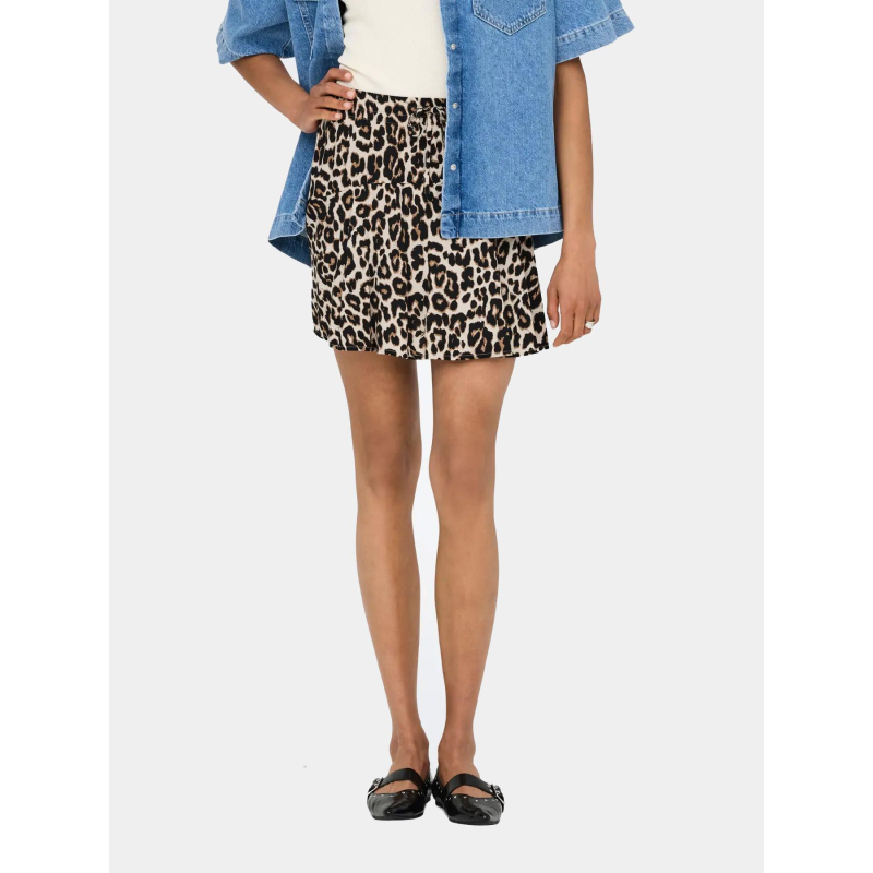 Jupe short léopard nala beige noir femme - Only
