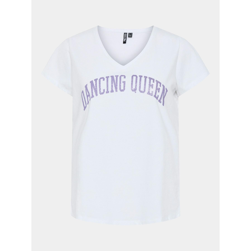 T-shirt col v serima dancing queen blanc femme - Pieces