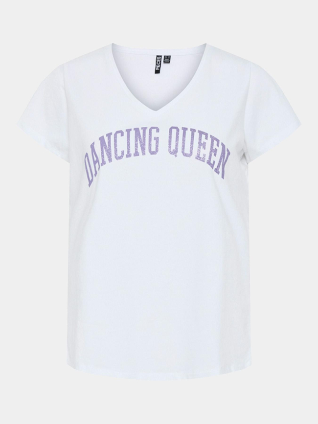 T-shirt col v serima dancing queen blanc femme - Pieces