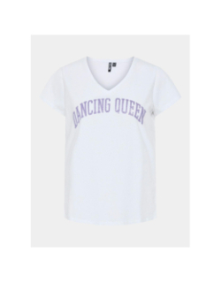 T-shirt col v serima dancing queen blanc femme - Pieces
