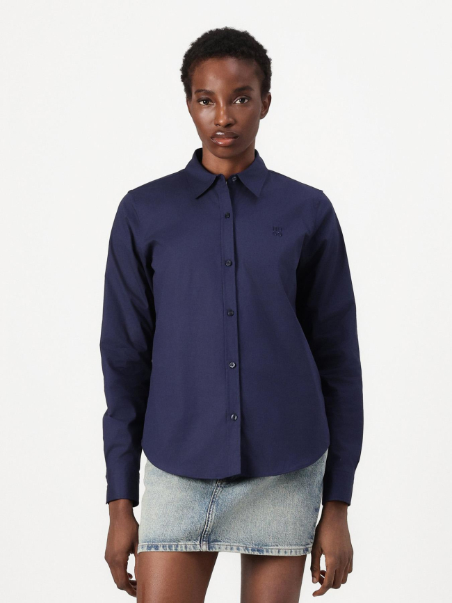 Chemise uni logo brodé bleu marine femme - Hugo