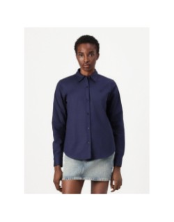 Chemise uni logo brodé bleu marine femme - Hugo