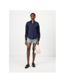 Chemise uni logo brodé bleu marine femme - Hugo