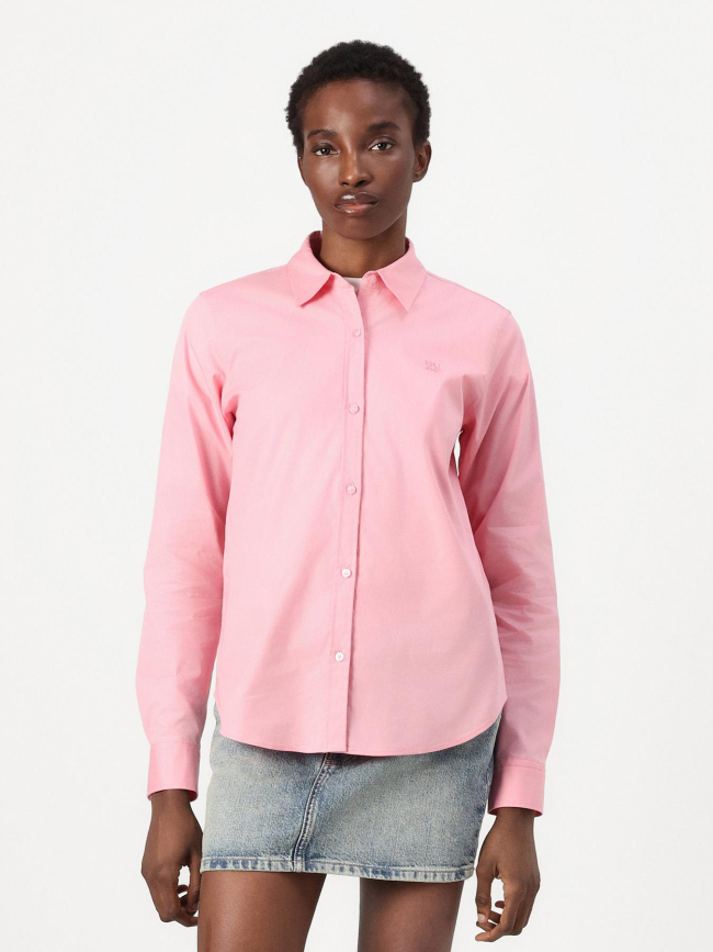 Chemise uni logo brodé rose femme - Hugo