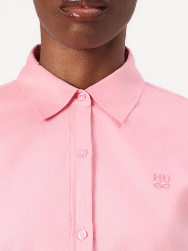 Chemise uni logo brodé rose femme - Hugo