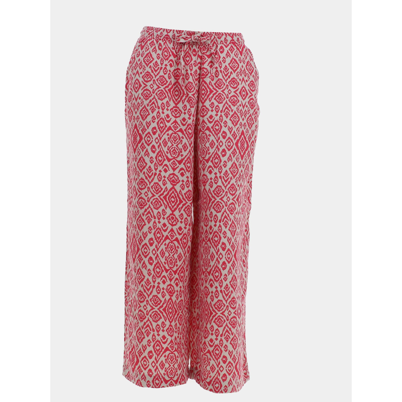 Pantalon large en lin imprimé linno rose femme - Ichi