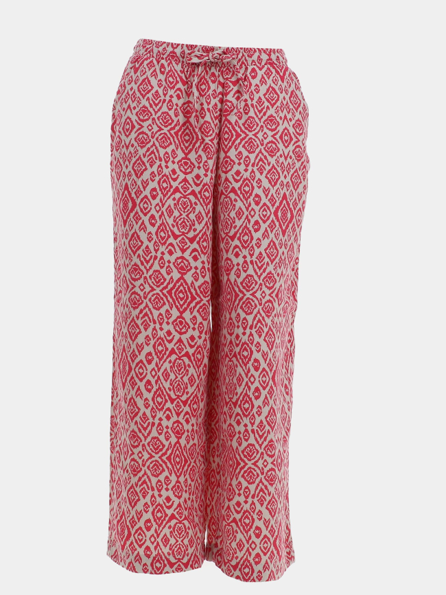 Pantalon large en lin imprimé linno rose femme - Ichi
