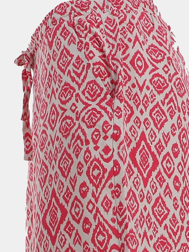 Pantalon large en lin imprimé linno rose femme - Ichi