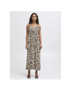 Robe longue léopard marrakech beige femme - Ichi