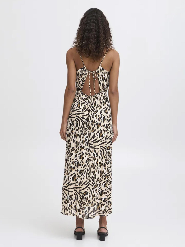 Robe longue léopard marrakech beige femme - Ichi