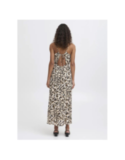 Robe longue léopard marrakech beige femme - Ichi