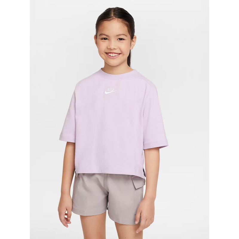 T-shirt crop nsw logo brodé violet fille - Nike