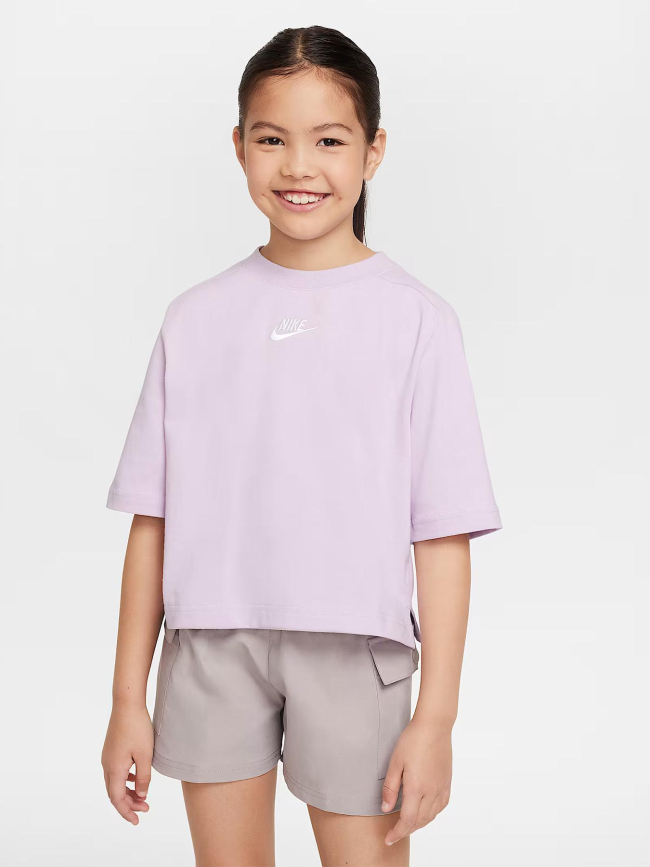 T-shirt crop nsw logo brodé violet fille - Nike