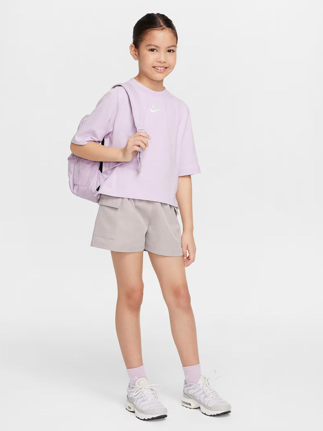 T-shirt crop nsw logo brodé violet fille - Nike