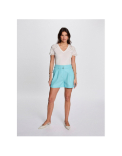 T-shirt col v manche dentelle maty blanc femme - Morgan